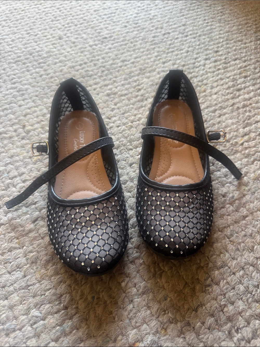 Girls Black Shoes with Sparkle Accent